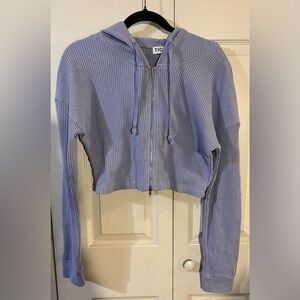 Pitaya TikTok Cropped Zip Up Waffle Knit Sweatshirt 100% Cotton Size Large NWT’s